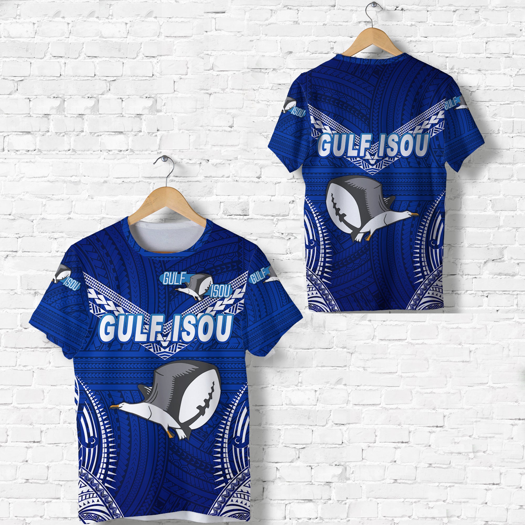 Papua New Guinea PRK Gulf Isou T Shirt Rugby Original Style Blue LT8 Unisex Blue - Polynesian Pride