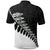 New Zealand Polo Shirt, Maori Silver Fern Black White - Polynesian Pride