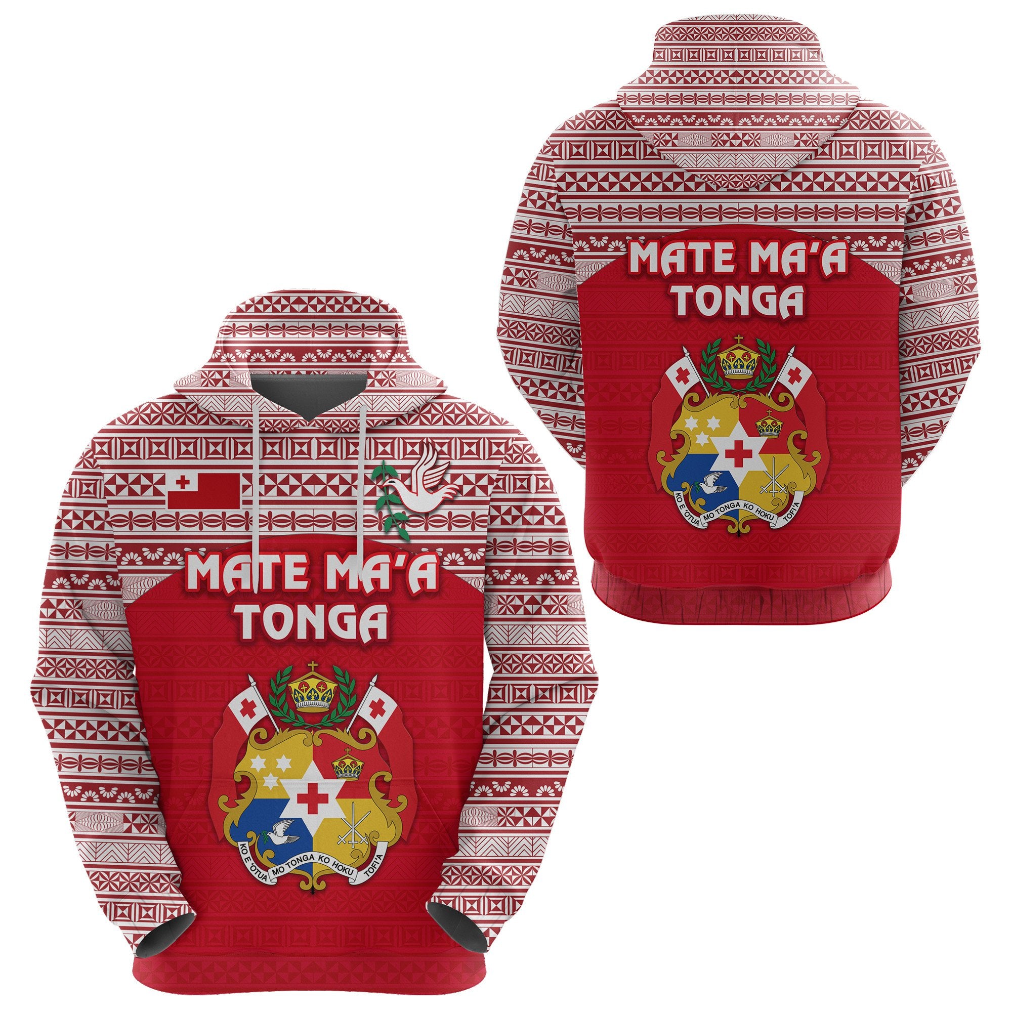 Kolisi Tonga Hoodie Mate Maa Tonga Simple Version Coat of Arms Unisex Red - Polynesian Pride