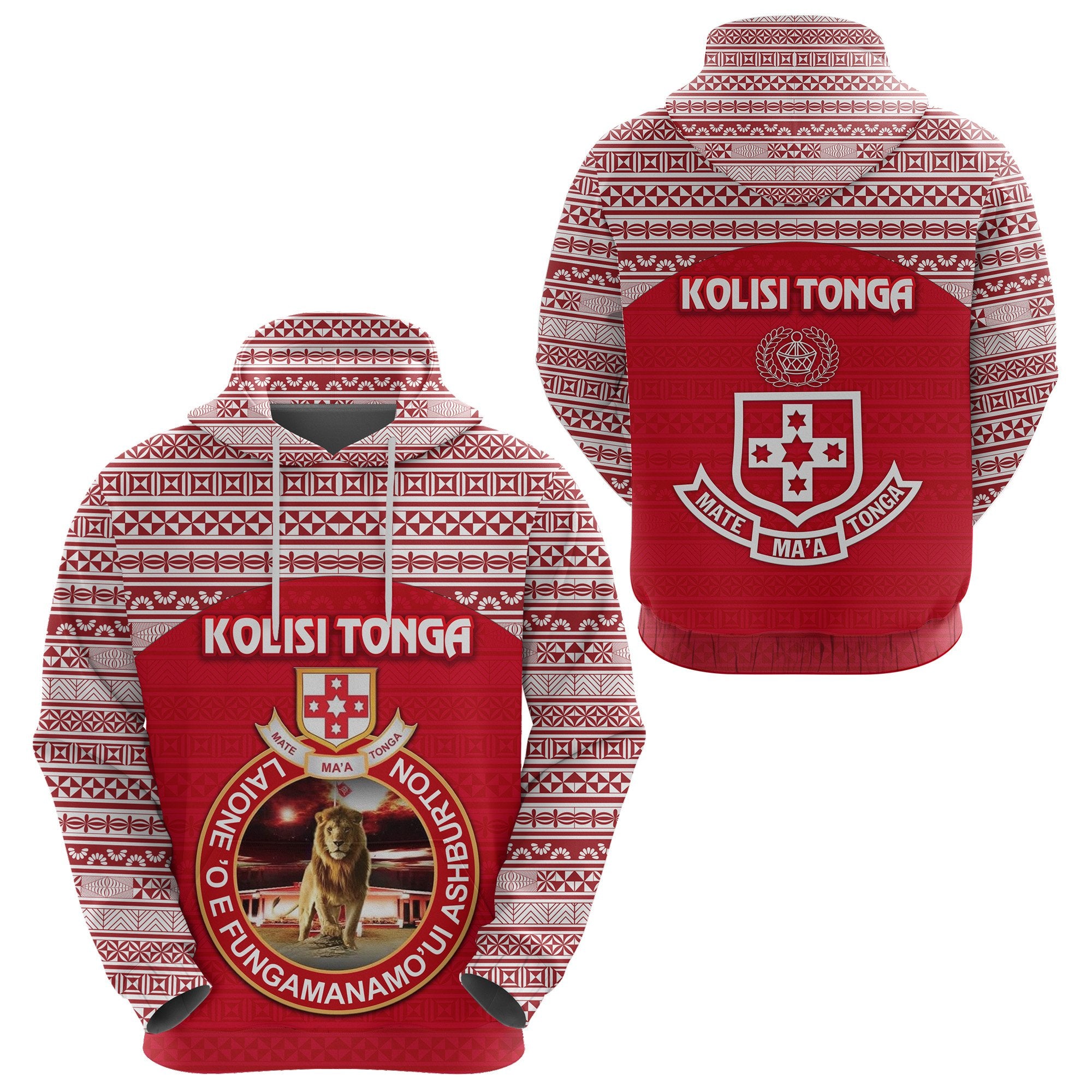 Kolisi Tonga Hoodie Mate Maa Tonga Simple Version Lion Ashburton Unisex Red - Polynesian Pride