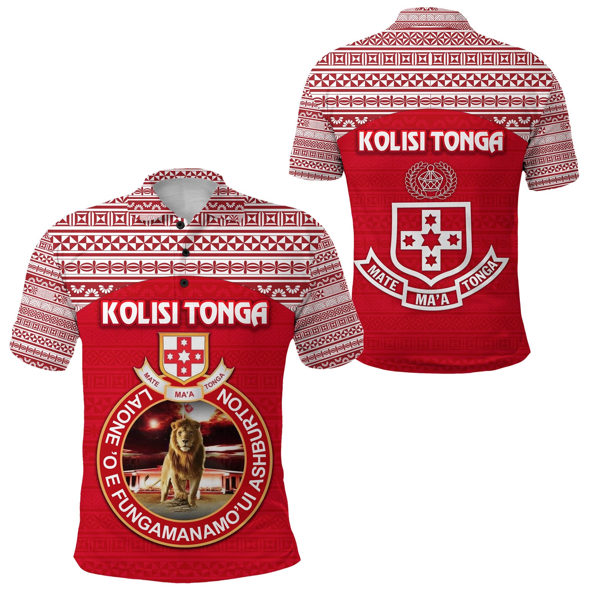 Kolisi Tonga Polo Shirt Mate Maa Tonga Simple Version Lion Ashburton Unisex Red - Polynesian Pride