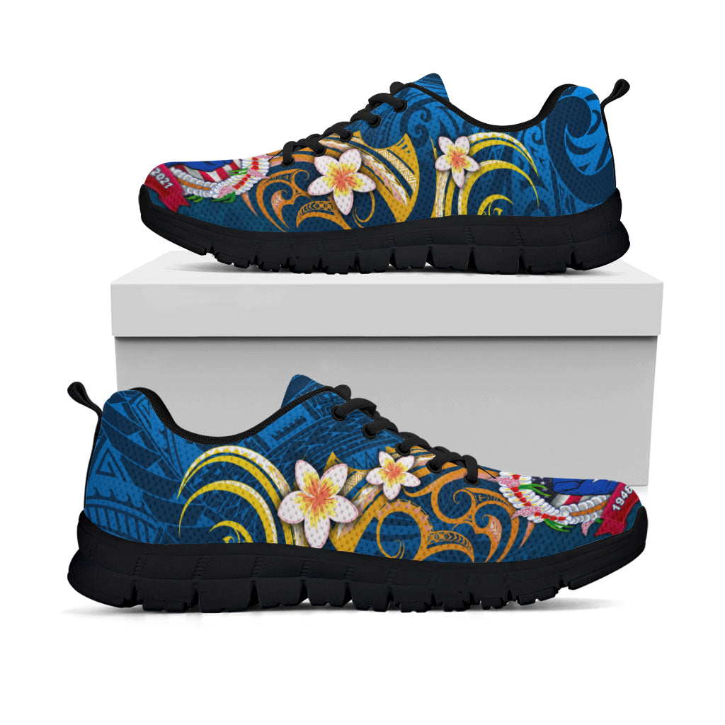 Northern Mariana Islands Sneakers Independence Day LT16 Kid's Sneakers - Black Sole - Polynesian Pride