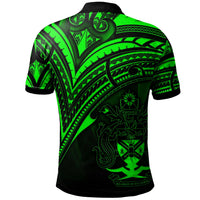 Solomon Islands Polo Shirt Green Color Cross Style - Polynesian Pride