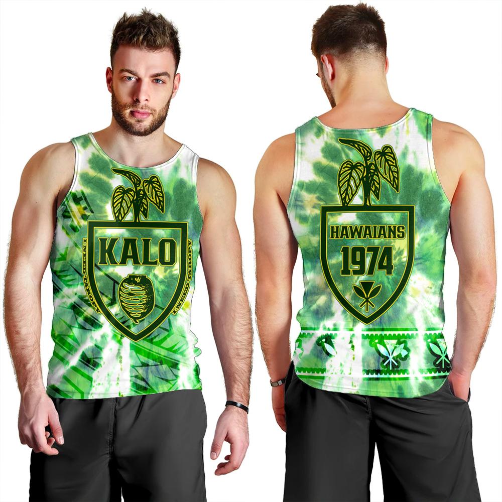 Hawaii Kalo Tie Dye Men's Tank Top - Refresh - AH Green - Polynesian Pride