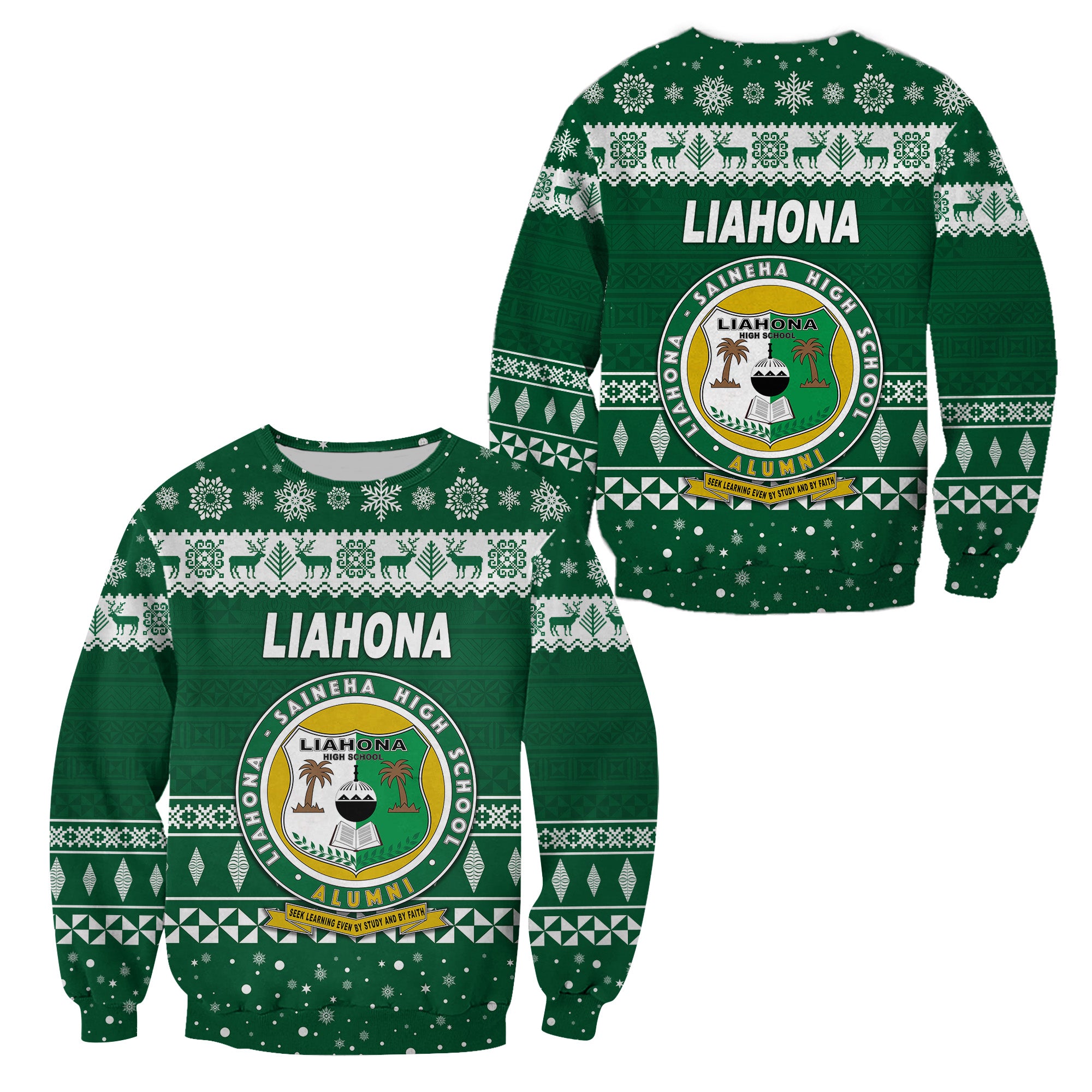 Liahona High School Christmas Sweatshirt Simple Style LT8 Unisex Green - Polynesian Pride