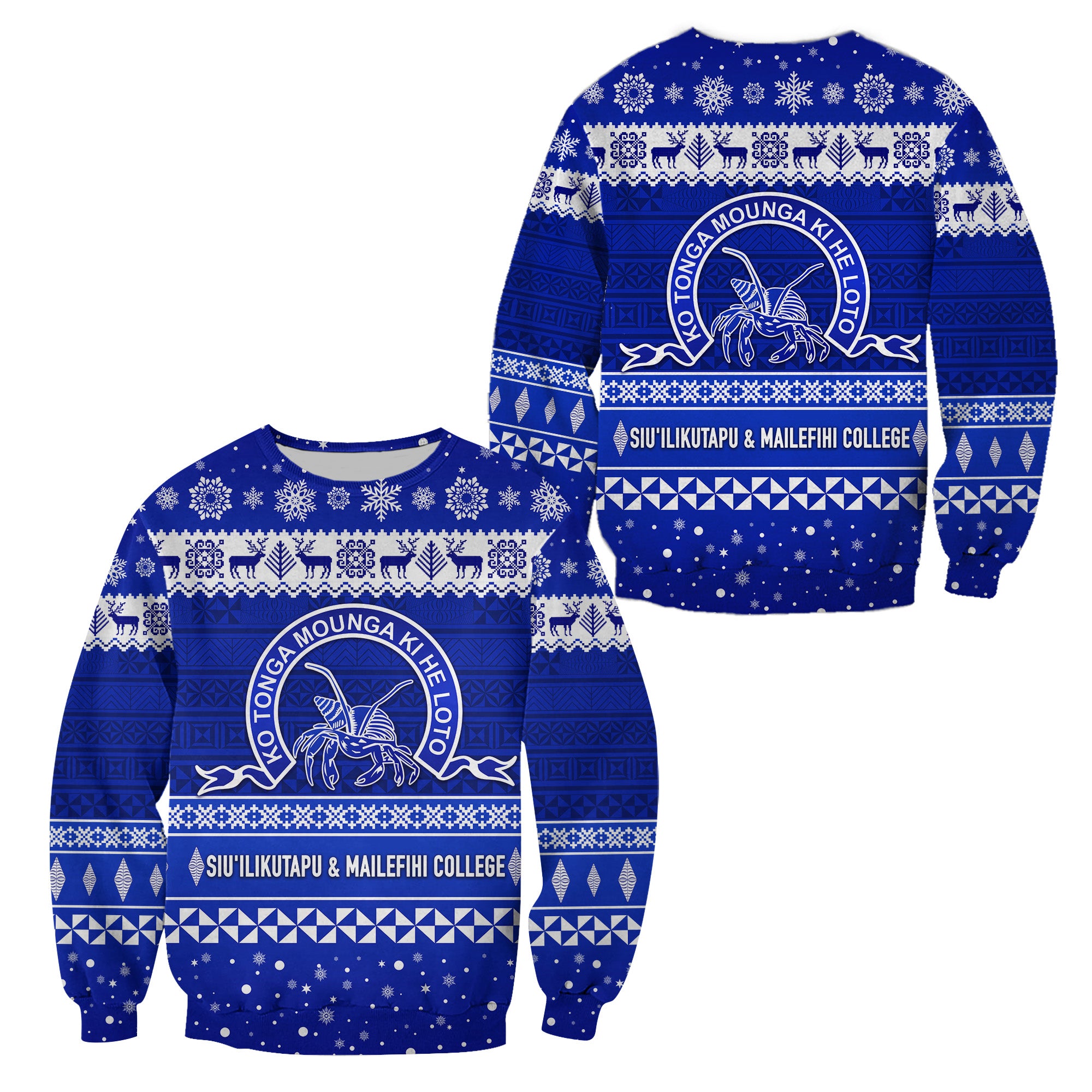 Siu'ilikutapu & Mailefihi College Christmas Sweatshirt Simple Style LT8 Unisex Blue - Polynesian Pride