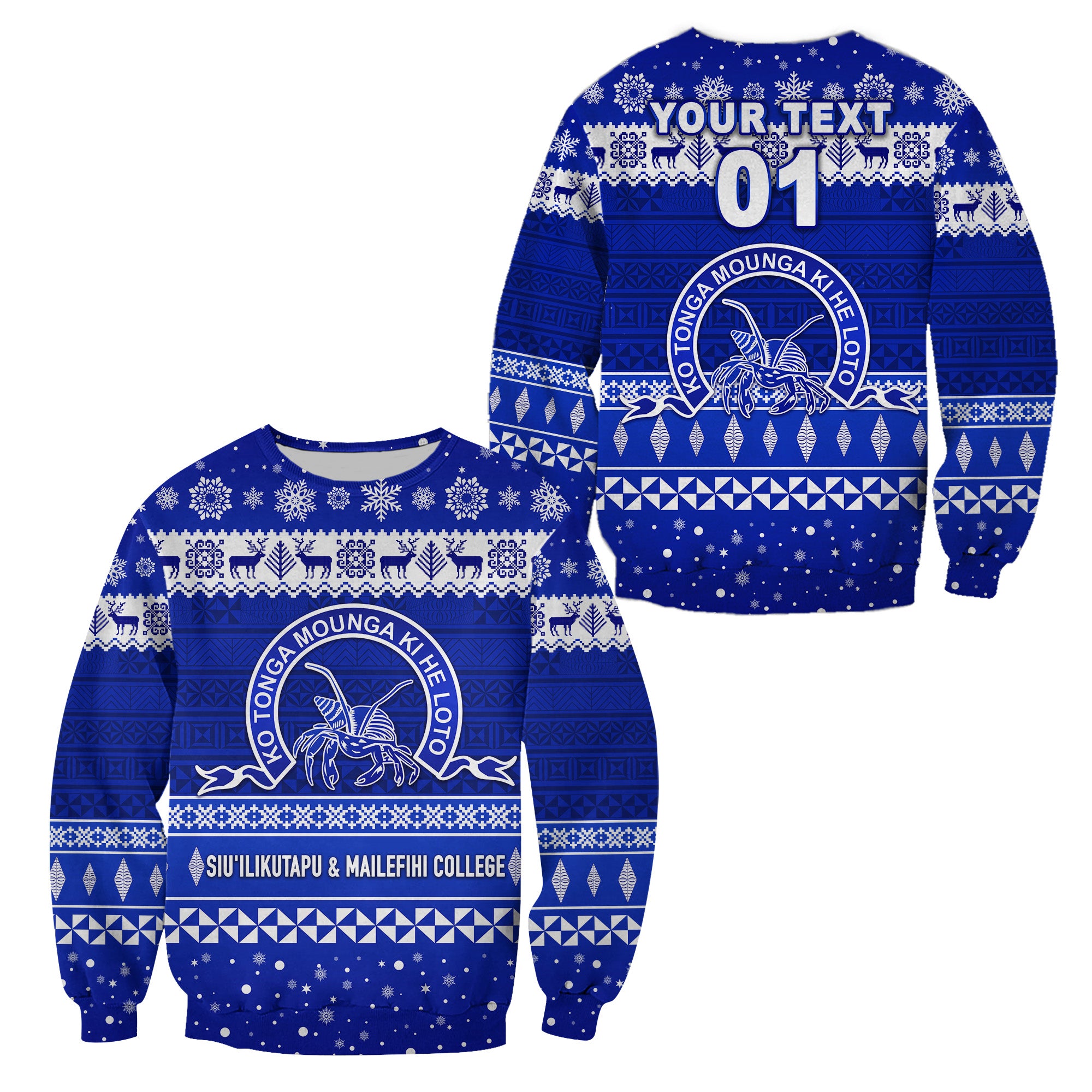 (Custom Personalised) Siu'ilikutapu & Mailefihi College Christmas Sweatshirt Simple Style LT8 - Polynesian Pride