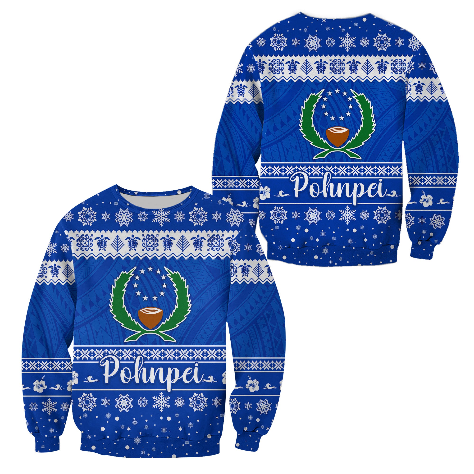 FSM Pohnpei Christmas Sweatshirt Simple Style LT8 Unisex Blue - Polynesian Pride