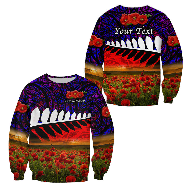 (Custom Personalised) New Zealand Maori ANZAC Sweatshirt Poppy Vibes - Purple LT8 Unisex Purple - Polynesian Pride