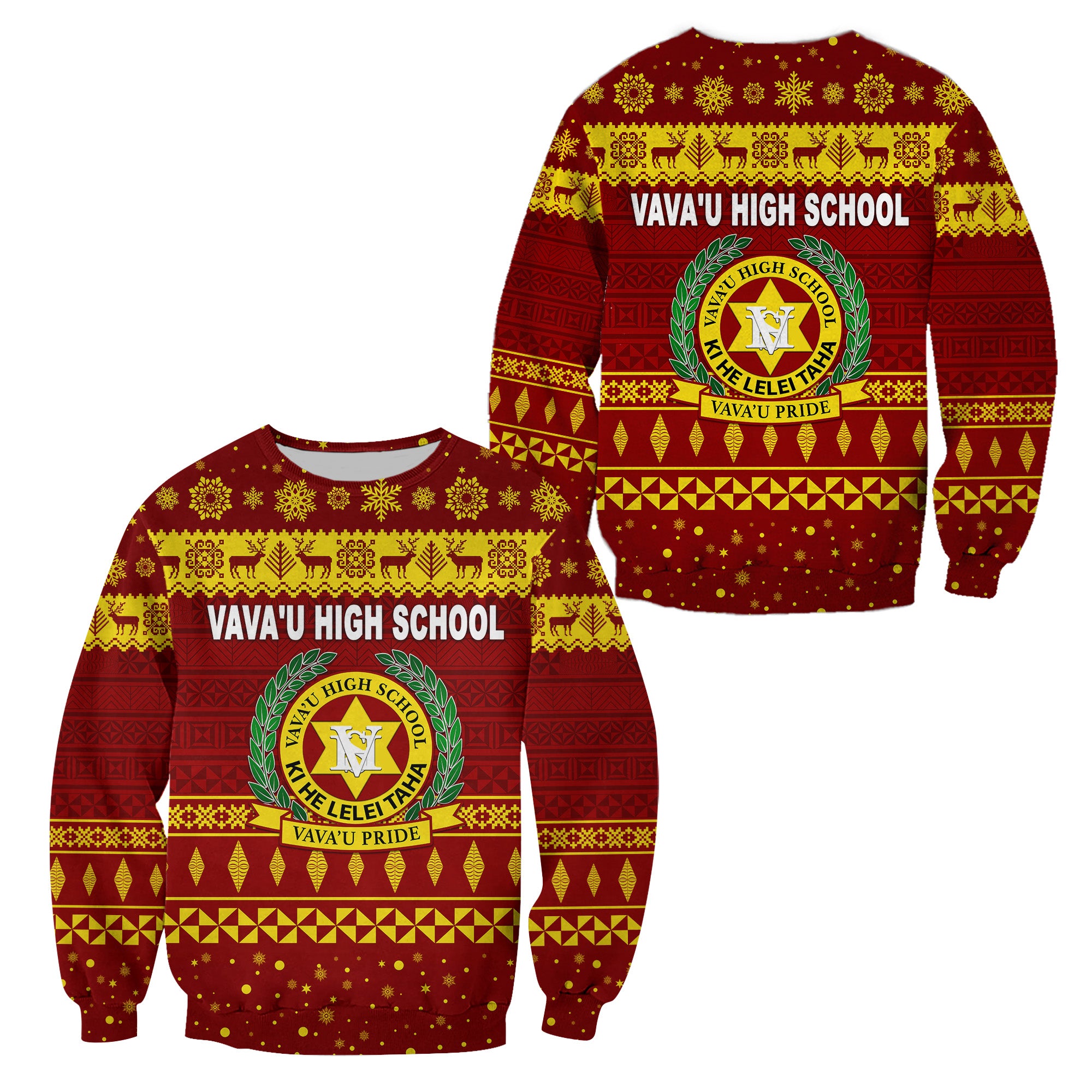 Vava'u High School Christmas Sweatshirt Simple Style - Maroon LT8 Unisex Red - Polynesian Pride