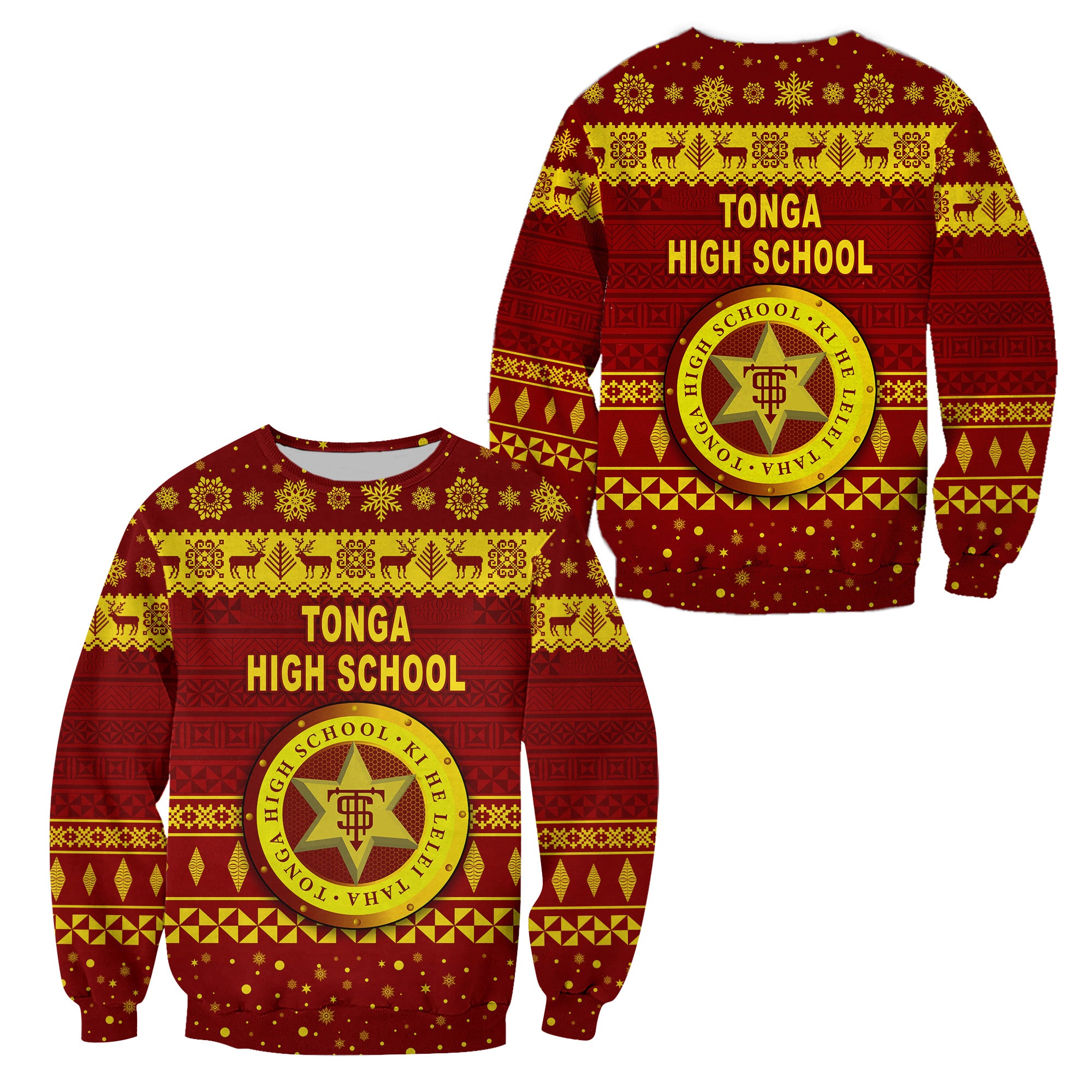 Tonga High School Christmas Sweatshirt Simple Style LT8 Unisex Maroon - Polynesian Pride