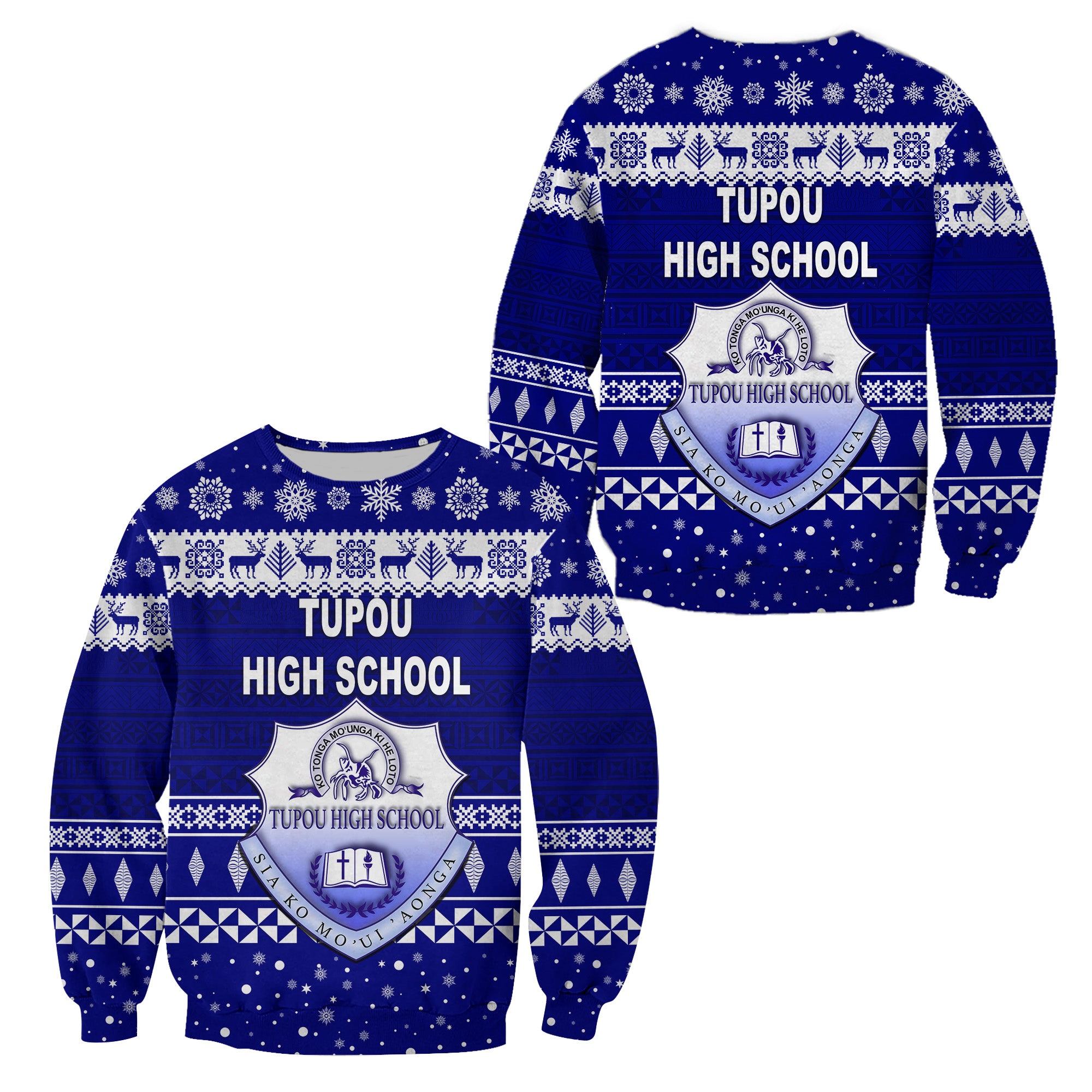 Tupou High School Christmas Sweatshirt Simple Style LT8 Unisex Blue - Polynesian Pride