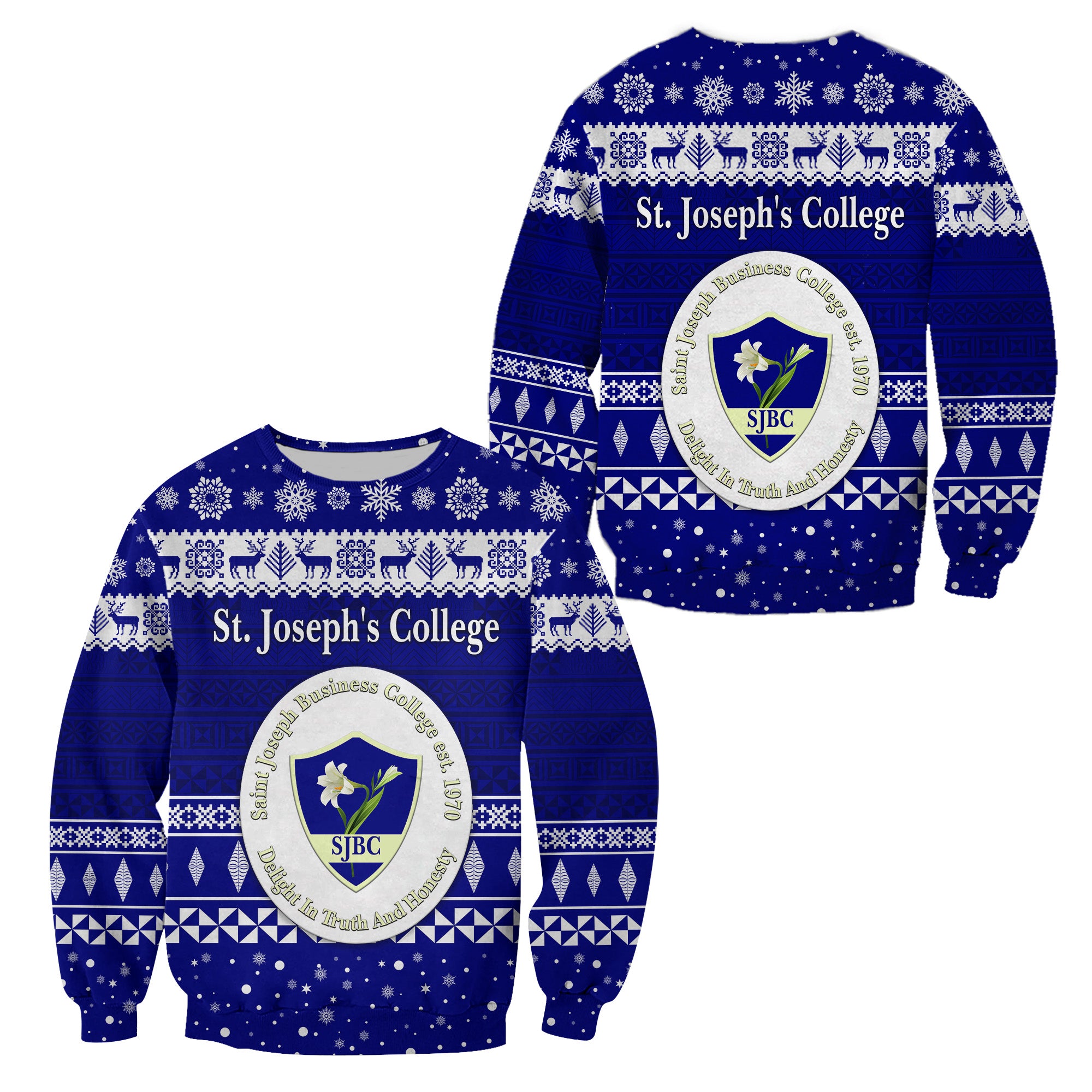 St. Joseph's College Christmas Sweatshirt Simple Style LT8 Unisex Blue - Polynesian Pride