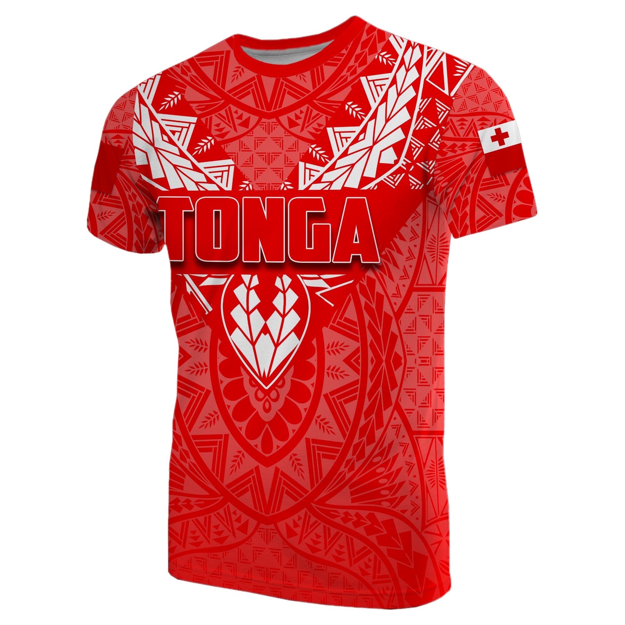 Custom Tonga Rugby T Shirt Polynesian With Coat of Arms Style Unisex Red - Polynesian Pride