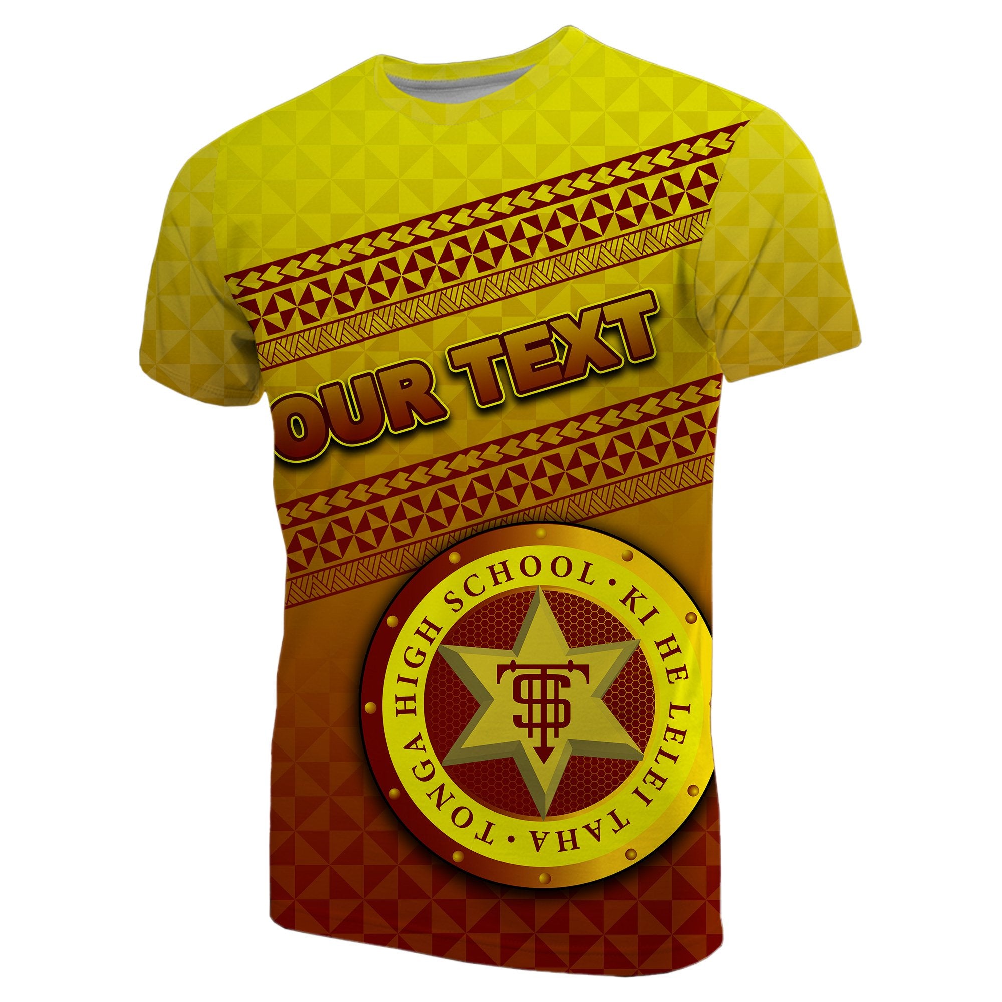 Custom Tonga High School T Shirt Simple Style Unisex Yellow - Polynesian Pride