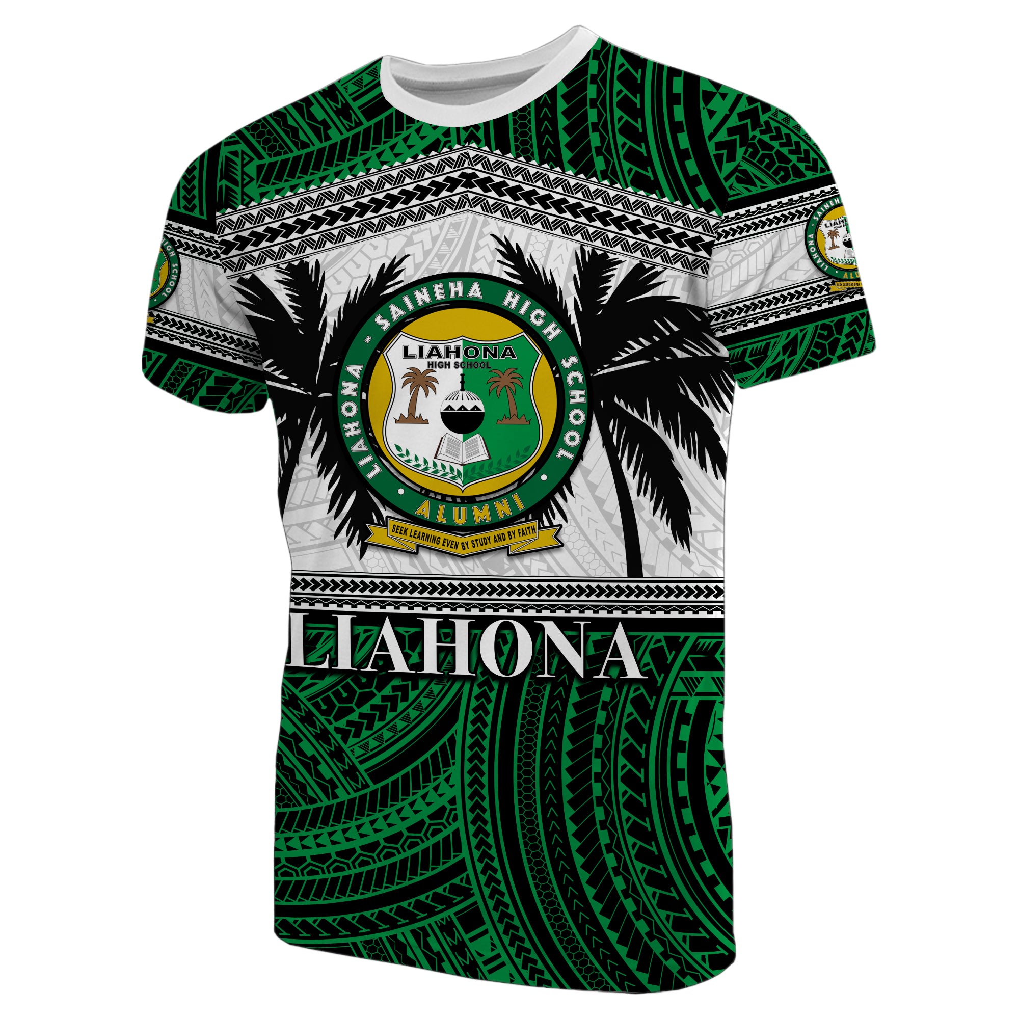 Tonga Liahona High School T Shirt Polynesian Patterns LT6 Unisex Green - Polynesian Pride