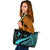 Yap Large Leather Tote Bag - Turquoise Polynesian Tentacle Tribal Pattern Turquoise - Polynesian Pride