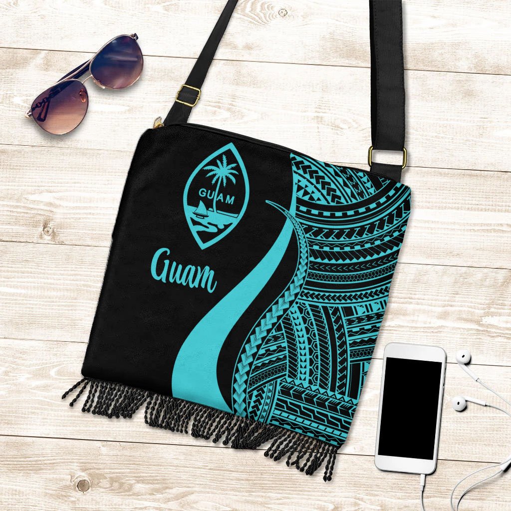 Guam Boho Handbag - Turquoise Polynesian Tentacle Tribal Pattern Boho Handbag One Size Turquoise - Polynesian Pride