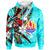 Tahiti Hoodie Tribal Flower With Special Turtles Blue Color Unisex Blue - Polynesian Pride