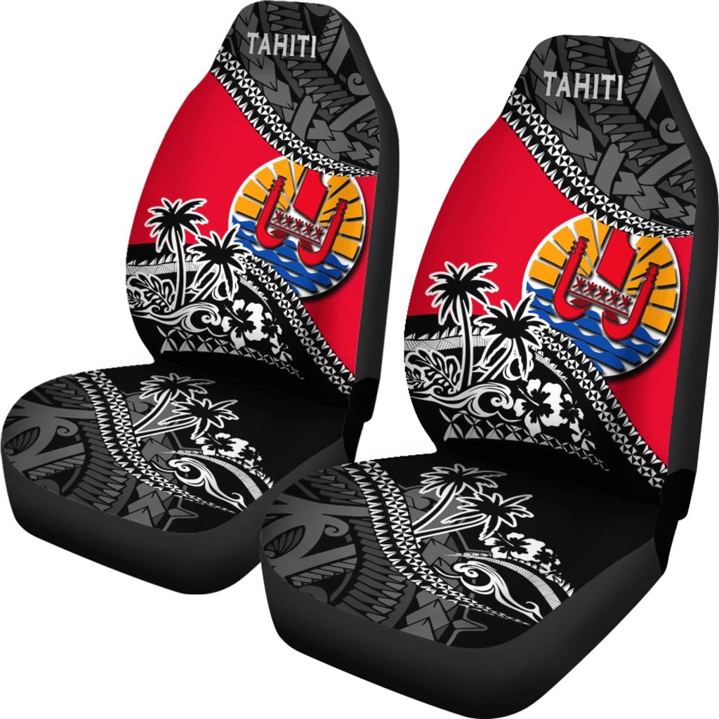 Tahiti Car Seat Covers - Tahiti Flag Fall In The Wave - K9 Universal Fit Red - Polynesian Pride