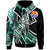 Tahiti Zip Hoodie Tribal Flower Special Pattern Green Color Unisex Green - Polynesian Pride