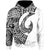 Kosrae Hoodie Hook Tattoo Unisex White - Polynesian Pride