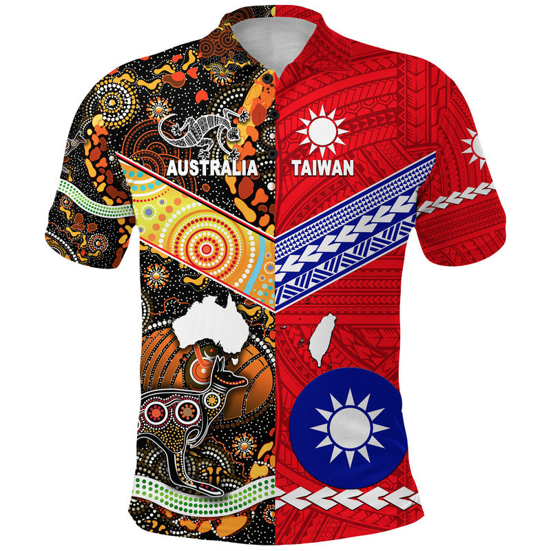 Custom Taiwanese Polynesian and Australian Aboriginal Polo Shirt Together Red Vibes LT8 Kid - Polynesian Pride