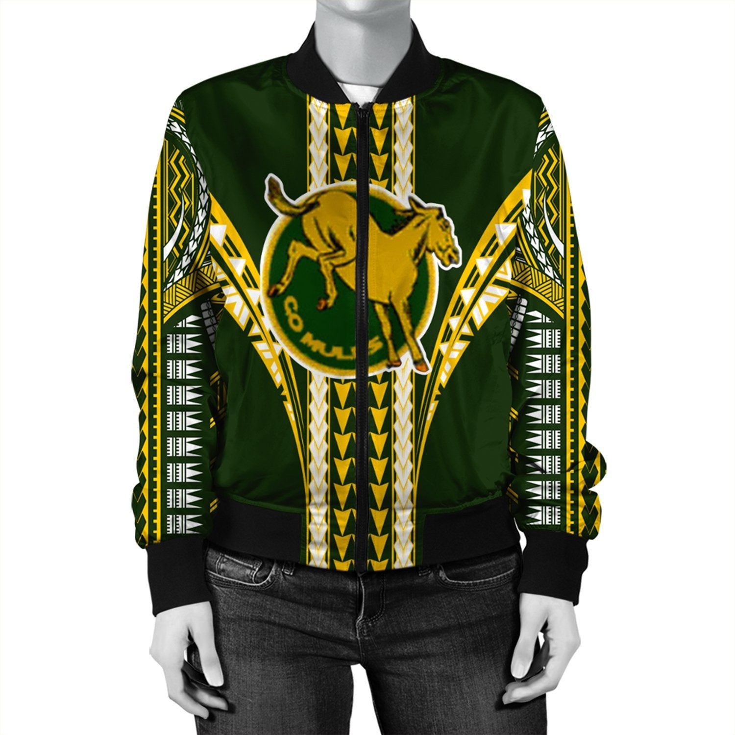 Hawaii Bomber Jacket - Leilehua High Football Jersey Bomber Jacket - AH Green Unisex - Polynesian Pride