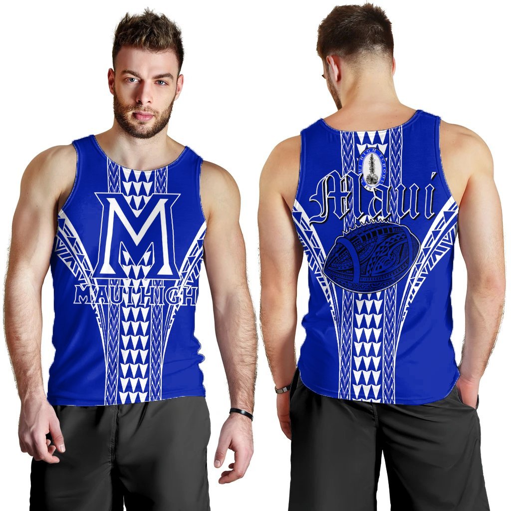 Hawaii Men's Tank Top - Maui High Football Jersey Men's Tank Top - AH Blue - Polynesian Pride