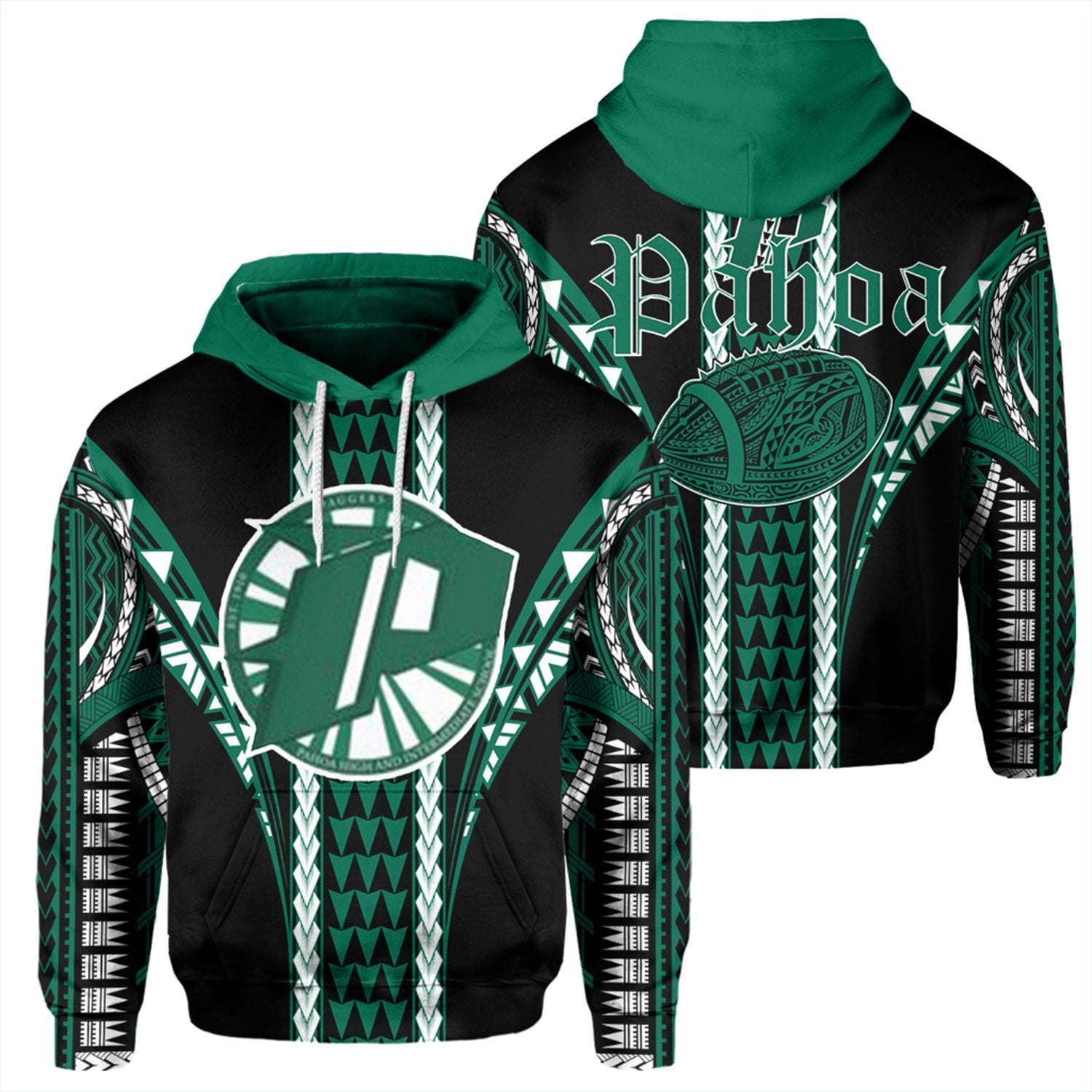 Hawaii Hoodie Pahoa High Football Jersey Hoodie Unisex Black - Polynesian Pride