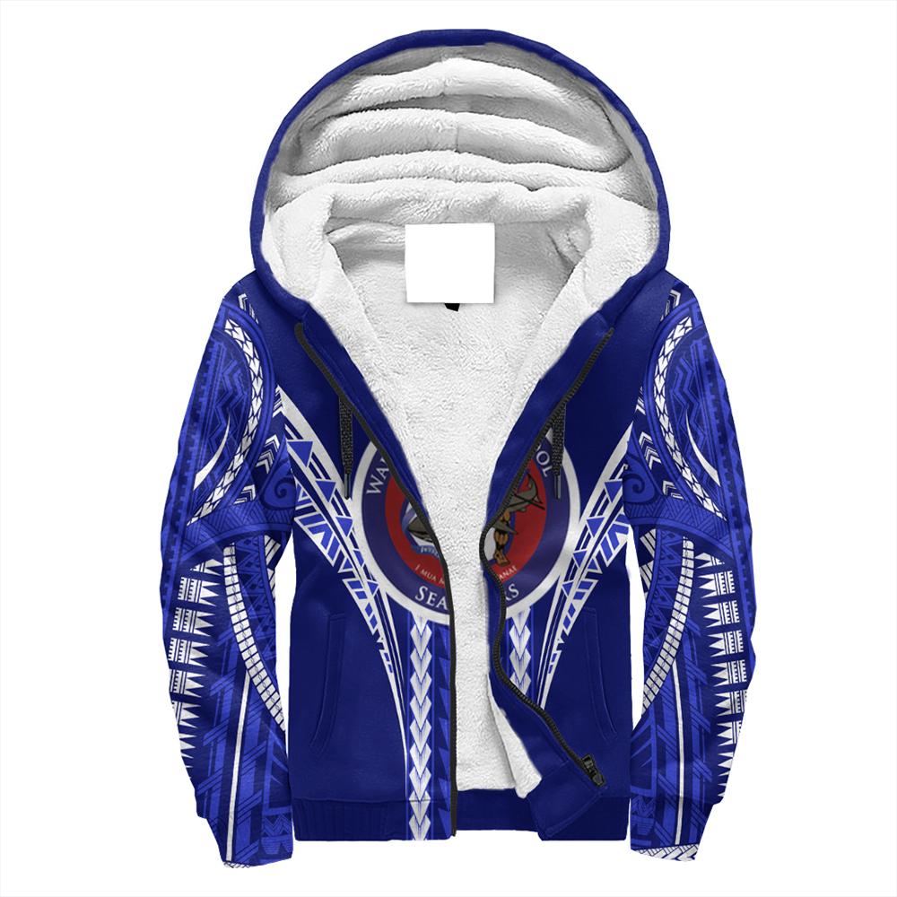 Hawaii - Waianae High Football Jersey Sherpa Hoodie - AH Blue - Polynesian Pride