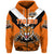 Custom Papua New Guinea Lae Snax Tigers Zip Hoodie Rugby Simple Style Orange, Custom Text and Number LT8 - Polynesian Pride