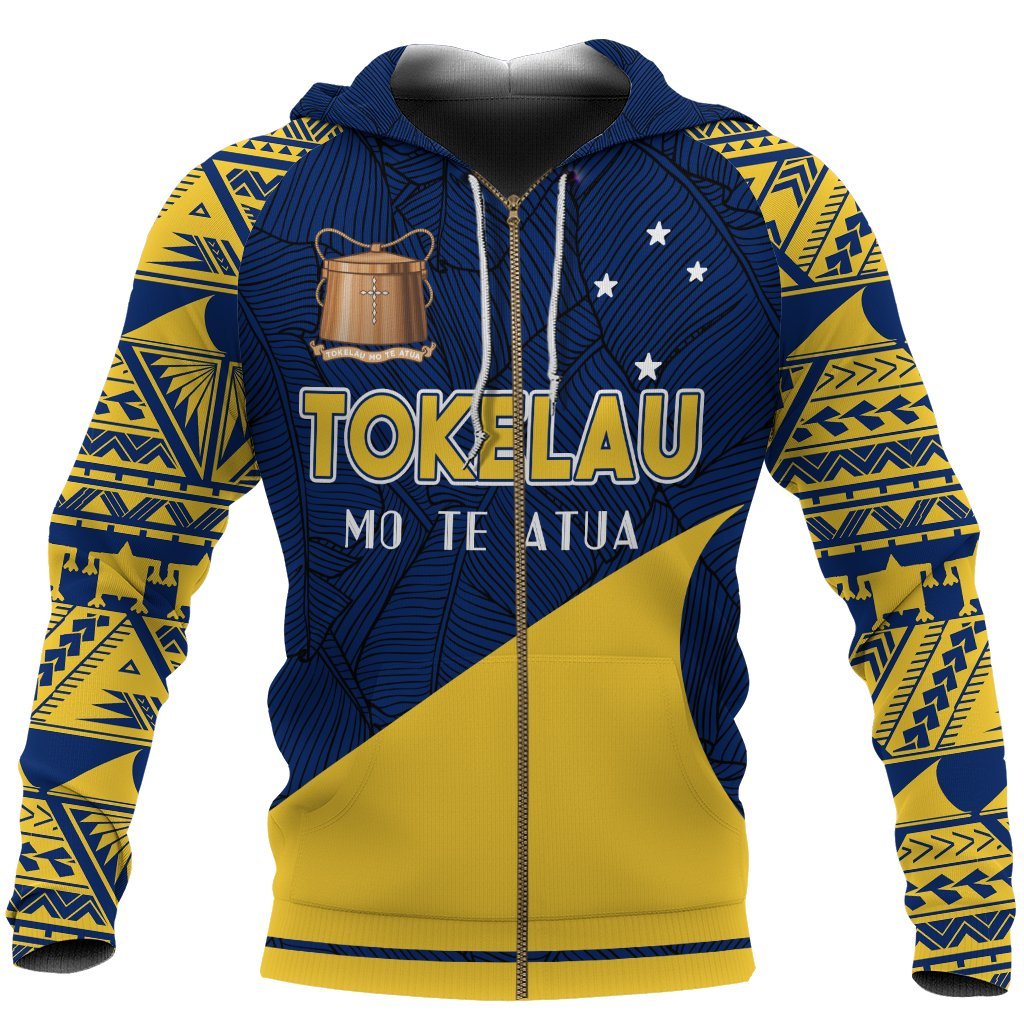 Tokelau Zip up Hoodie Polynesian Canoe Style Unisex Black - Polynesian Pride