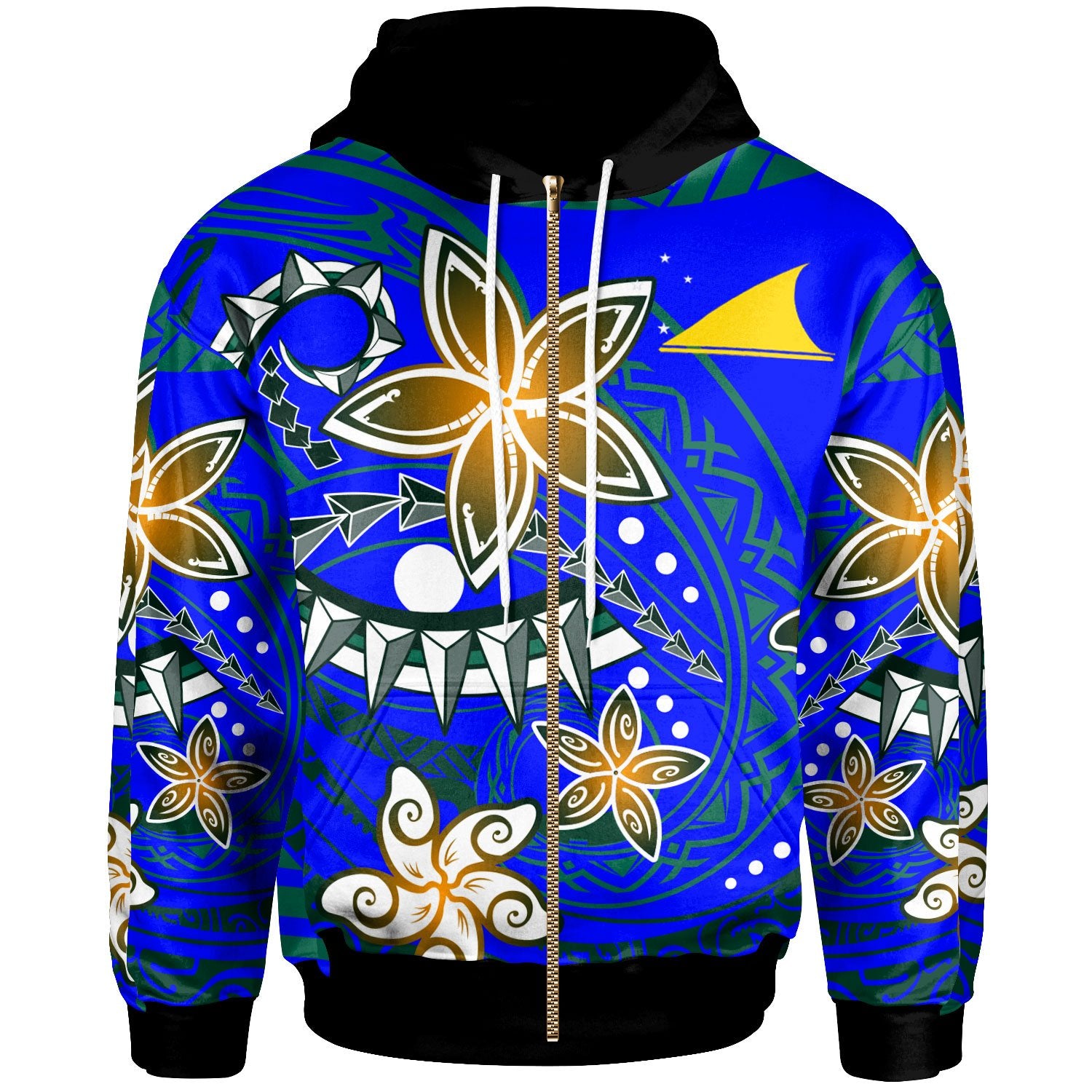 Tokelau Zip Hoodie Spring Style Unisex Blue - Polynesian Pride