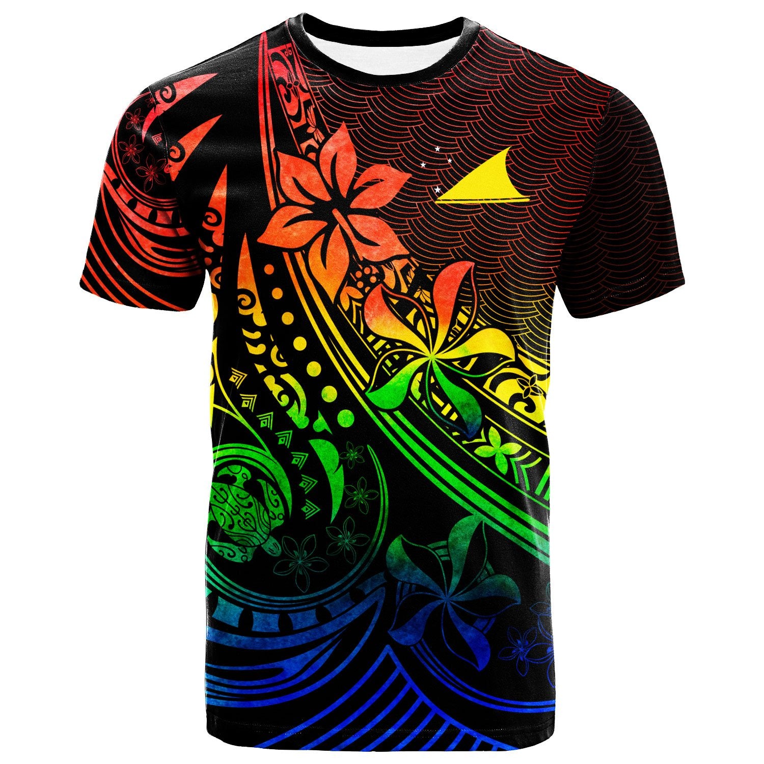 Tokelau T Shirt The Flow of The Ocean Rainbow Color Unisex Rainbow - Polynesian Pride