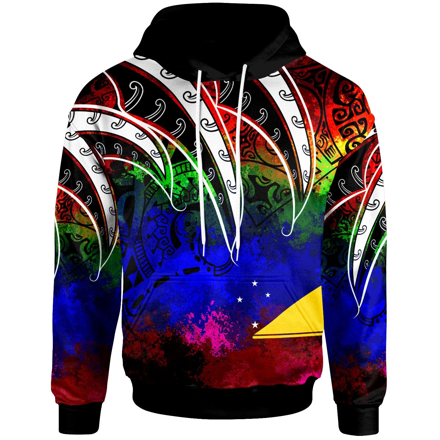 Tokelau Hoodie Tropical Leaf Rainbow Color Unisex Rainbow - Polynesian Pride