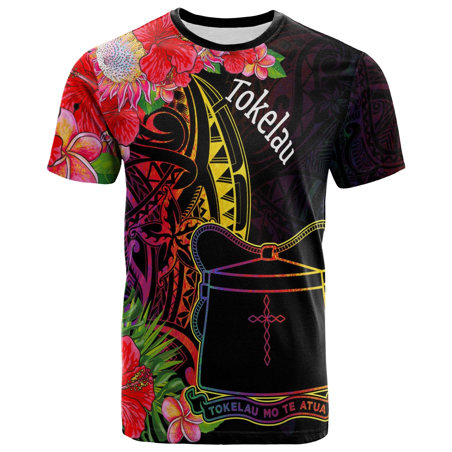 Tokelau T Shirt Tropical Hippie Style Unisex Black - Polynesian Pride