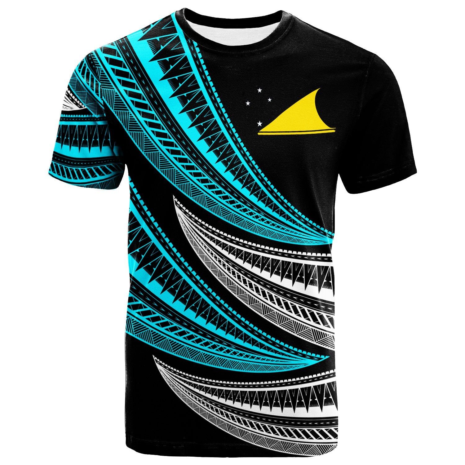 Tokelau Custom T Shirt Wave Pattern Alternating Unisex Black - Polynesian Pride