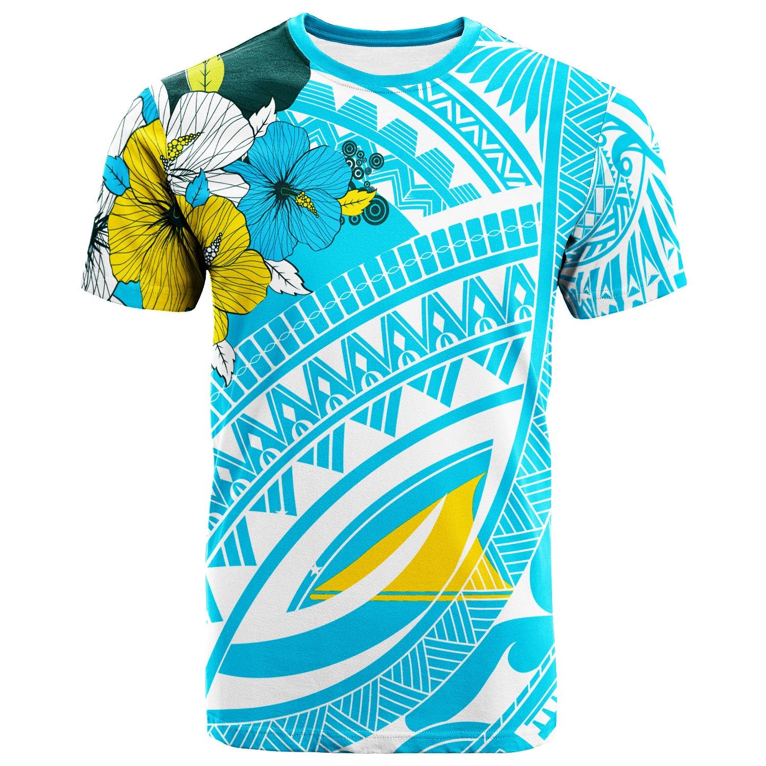 Tokelau Polo Shirt Polynesian Pattern Aquamarine Stone Color Unisex Blue - Polynesian Pride