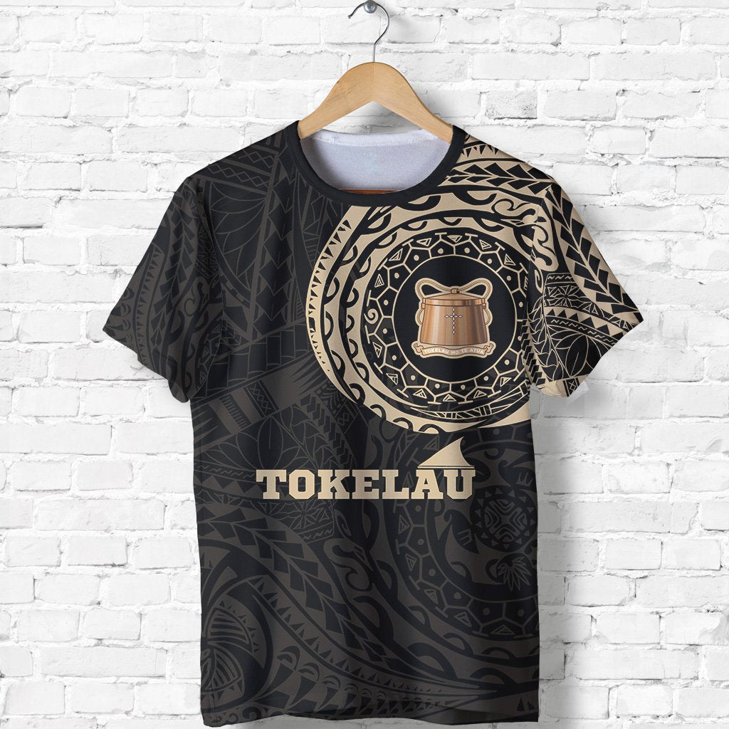 Tokelau Islands T Shirt Tokelau Islands Coat of Arms Polynesian Tattoo Style Unisex Black-Gold - Polynesian Pride