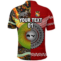 Custom Tonga Ngatu and Australia Aboriginal Polo Shirt Together, Custom Text and Number LT8 - Polynesian Pride