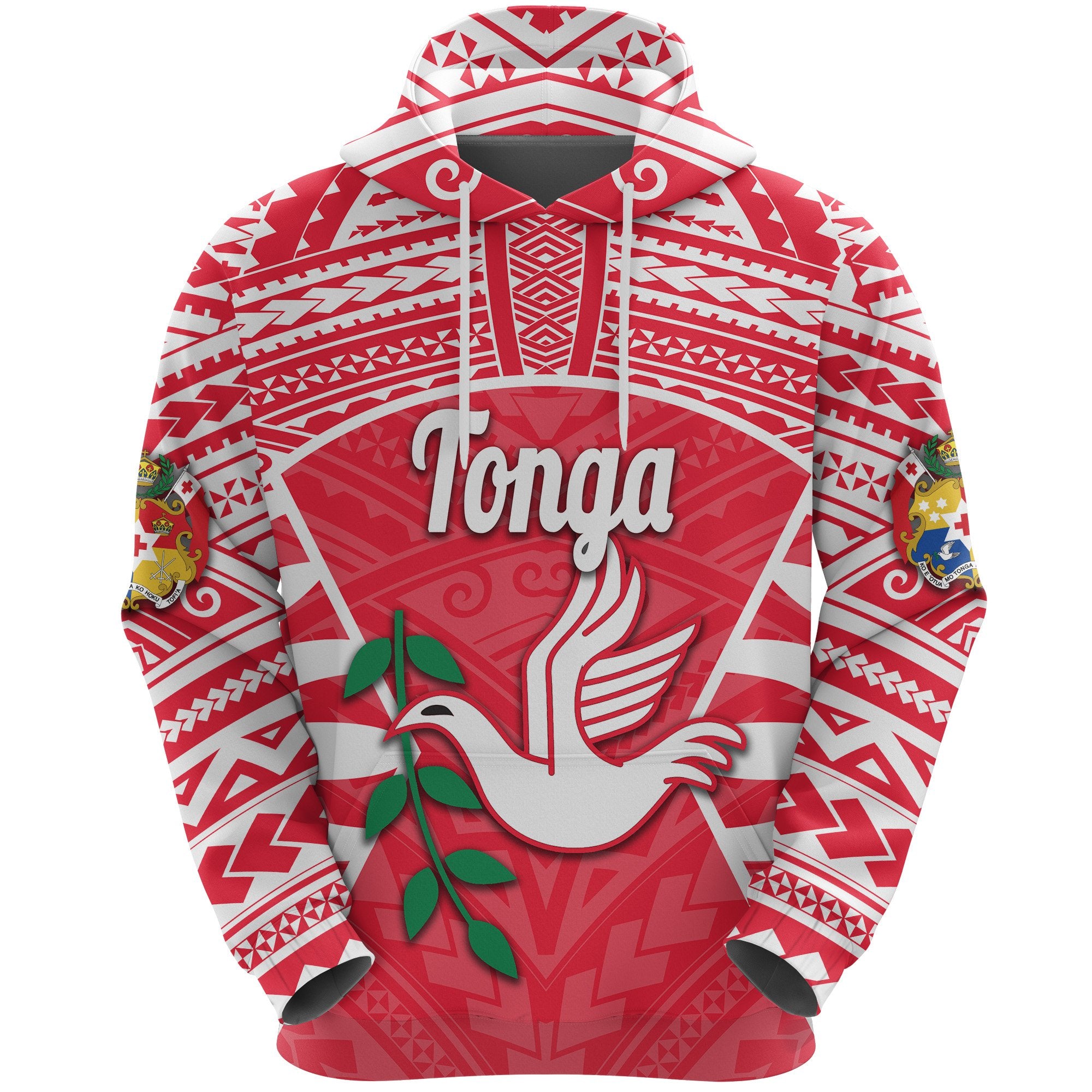 Tonga Hoodie Rugby Style Unisex Red - Polynesian Pride