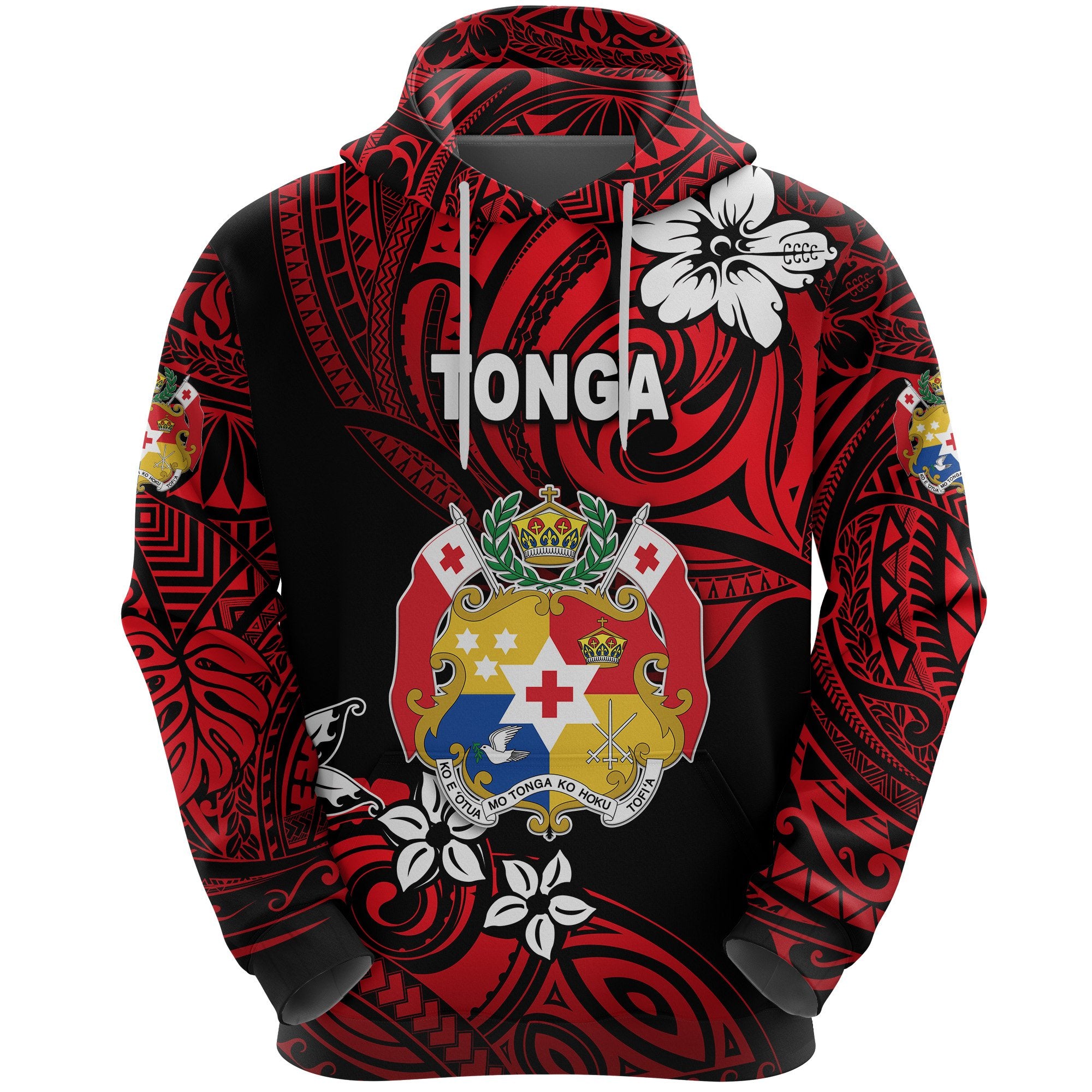 Custom Mate Maa Tonga Rugby Hoodie Polynesian Unique Vibes Red, Custom Text and Number Unisex Red - Polynesian Pride