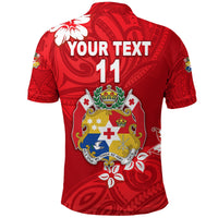 Custom Mate Maa Tonga Rugby Polo Shirt Polynesian Unique Vibes Full Red, Custom Text and Number - Polynesian Pride