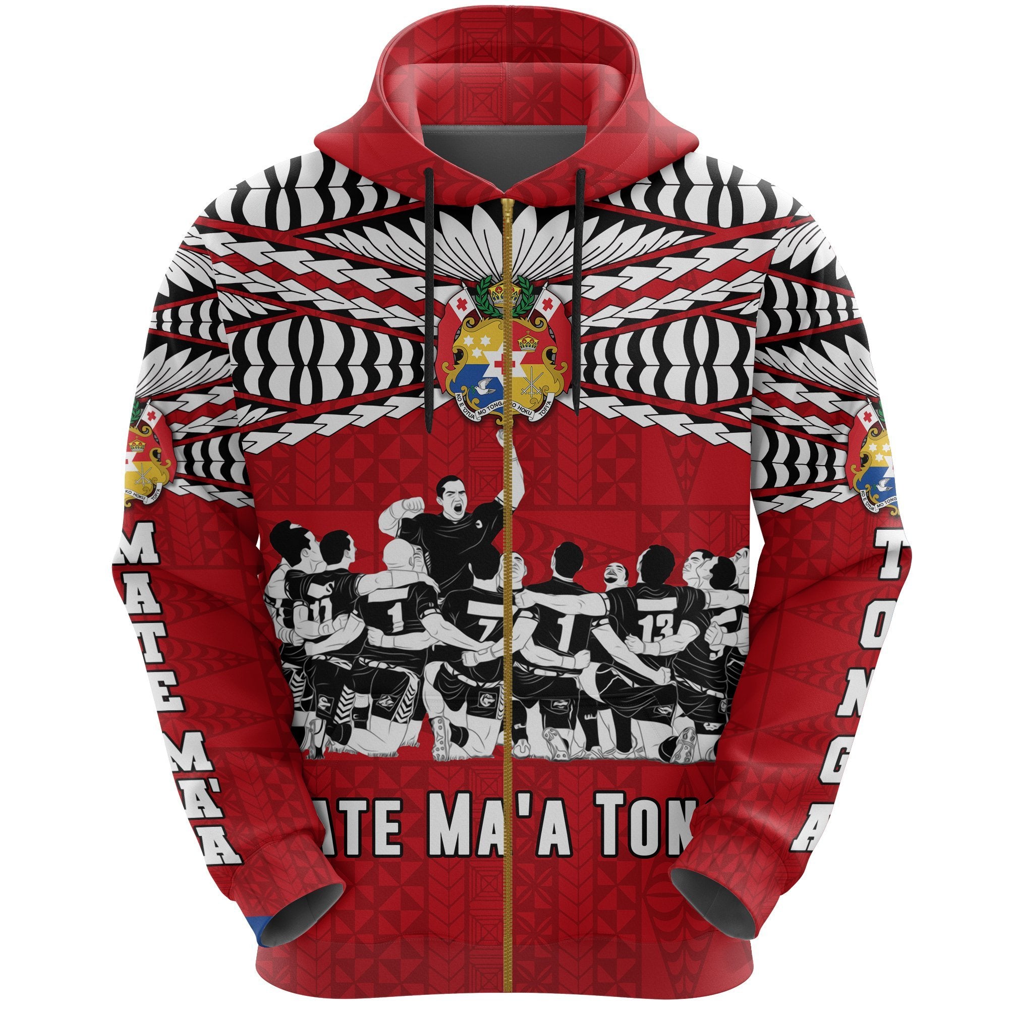 Tonga Sipi Tau Zip up Hoodie Mate MaA Unisex Red - Polynesian Pride