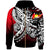 Tonga Zip Hoodie Tribal Jungle Pattern Red Color Unisex Red - Polynesian Pride