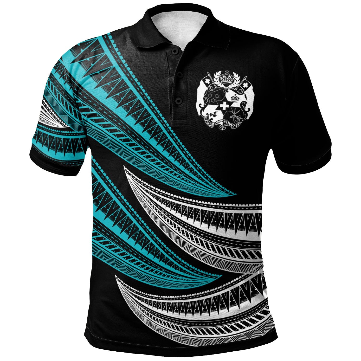 Tonga Custom Polo Shirt Wave Pattern Alternating Blue Color Unisex Blue - Polynesian Pride