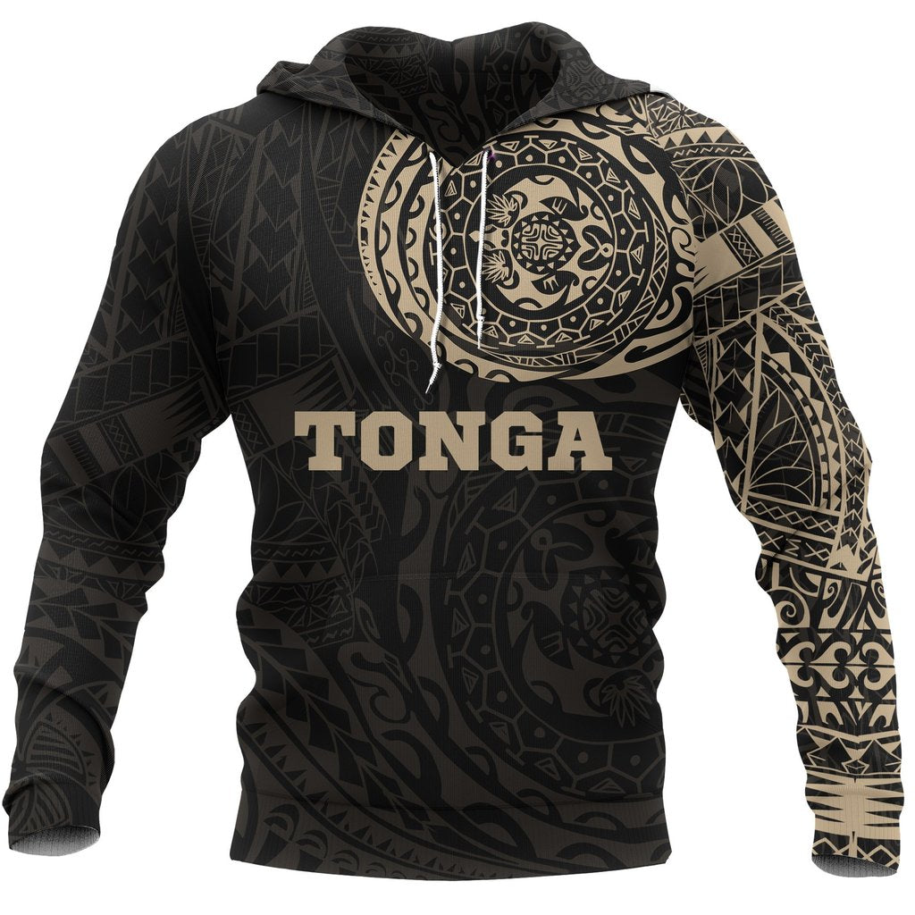 Tonga Hoodie Tonga Polynesian Tattoo Style Black - Gold - Polynesian Pride