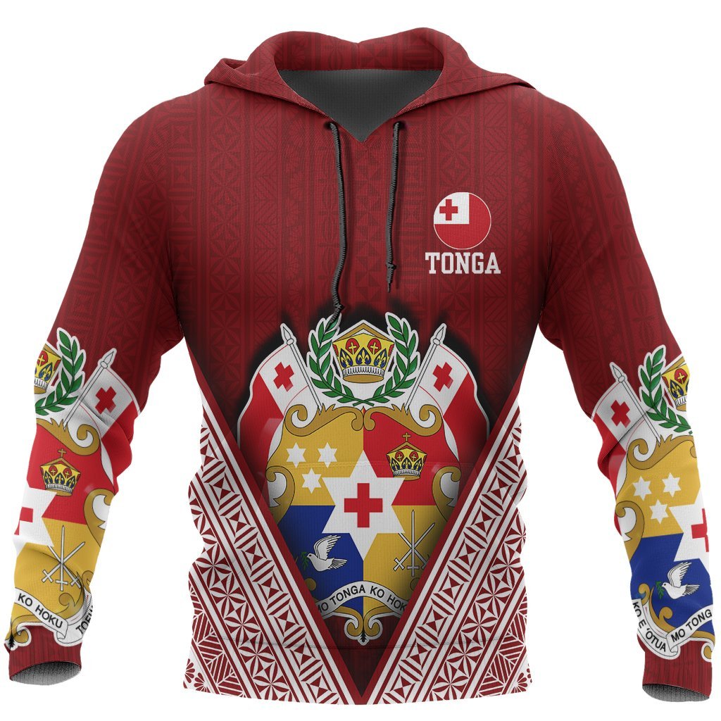 Tonga Dreamer Pullover Hoodie Tonga Flag Coat of Arms A6 Unisex Red - Polynesian Pride