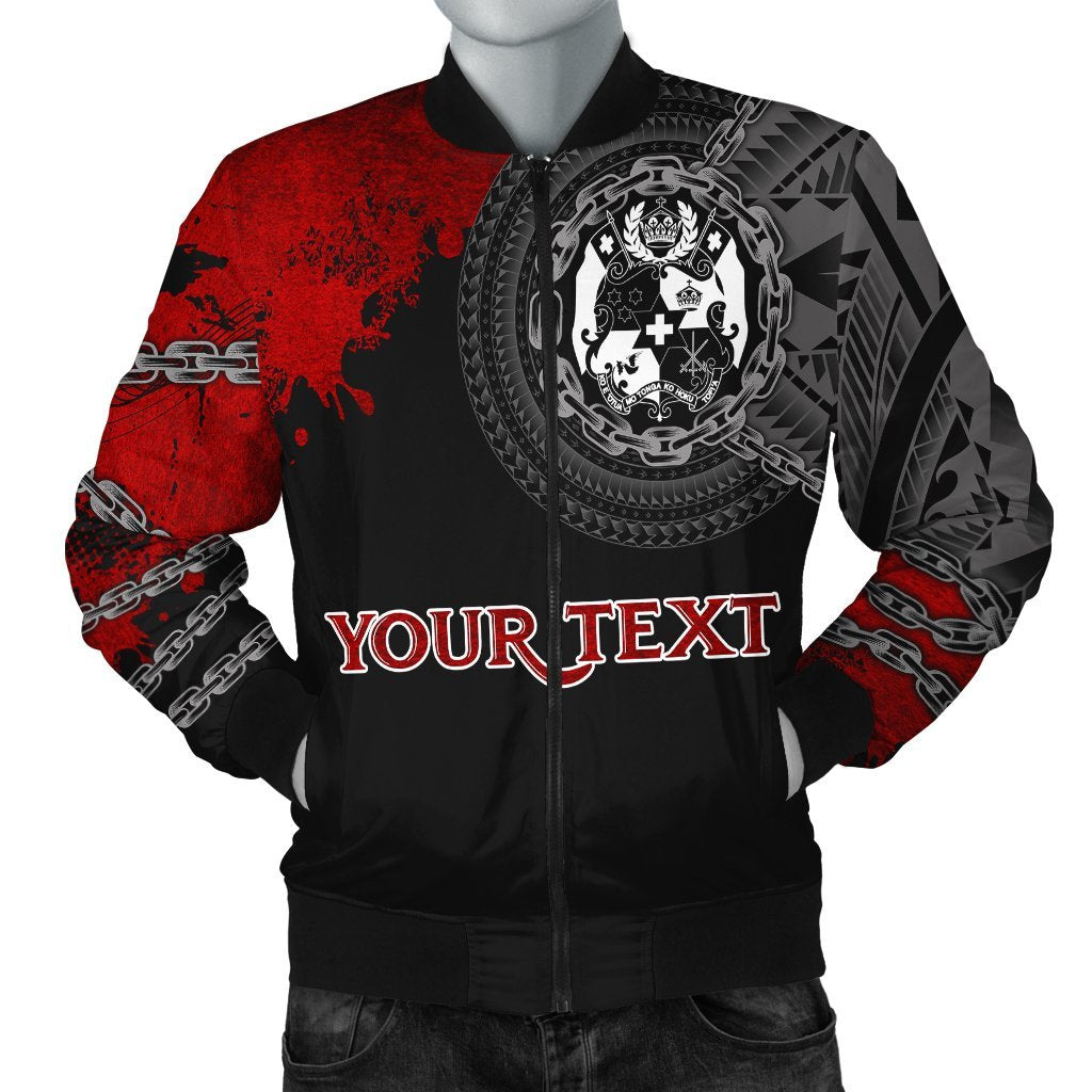 Tonga Polynesian Personalised Men's Bomber Jacket - Polynesian Chain Style Black - Polynesian Pride